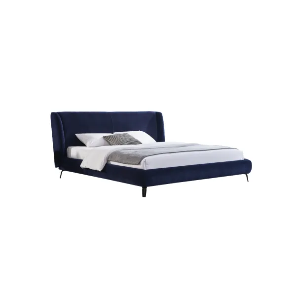 HB006Luxury Upholstered Bed with Wing Headboard & Integrated Lighting ...