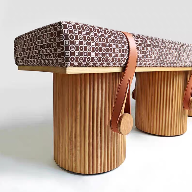 BB01 Luxury Bench with Imported Fabric Upholstery – Solid Wood Legs, Premium Quality Bed End Stool (1500x500x500mm)