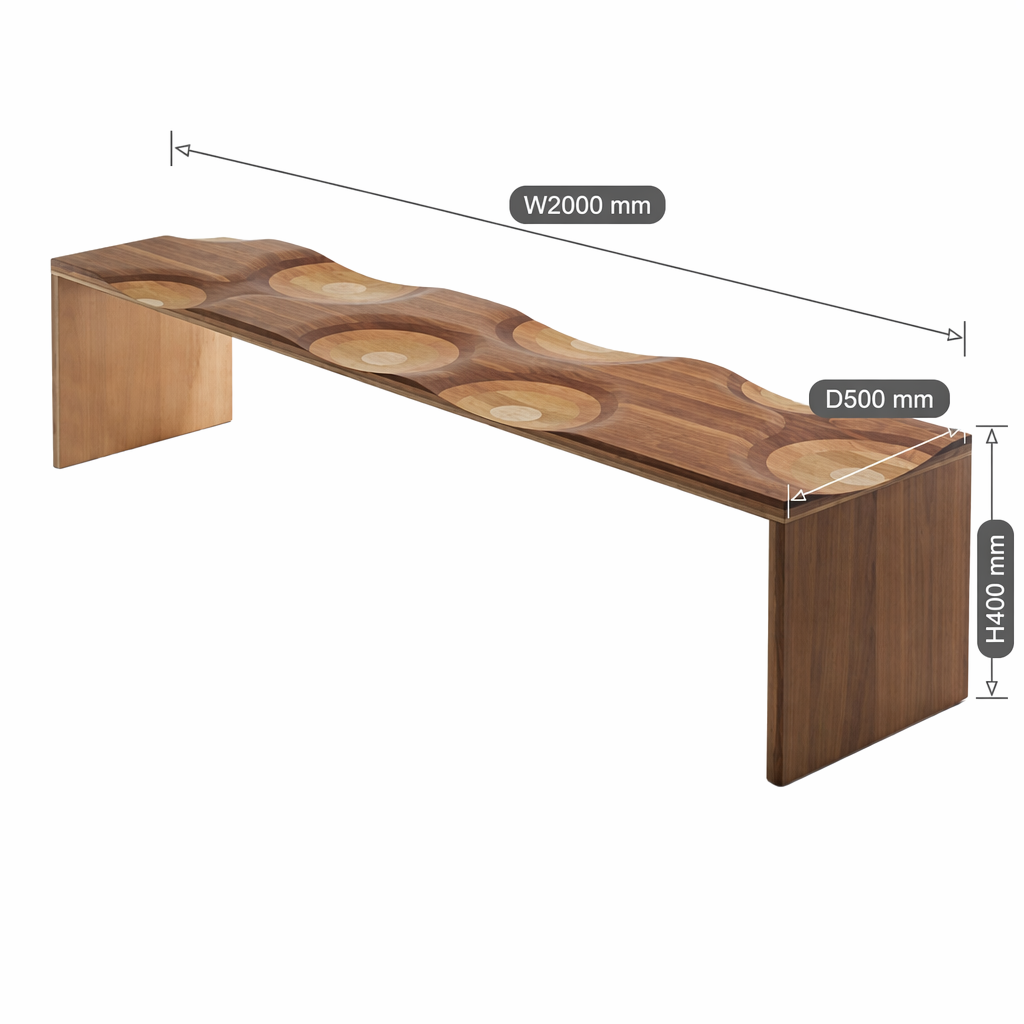 Solid Ash & Walnut Wood Bed End Bench – 2000×500×400mm Modern Bedroom Seating
