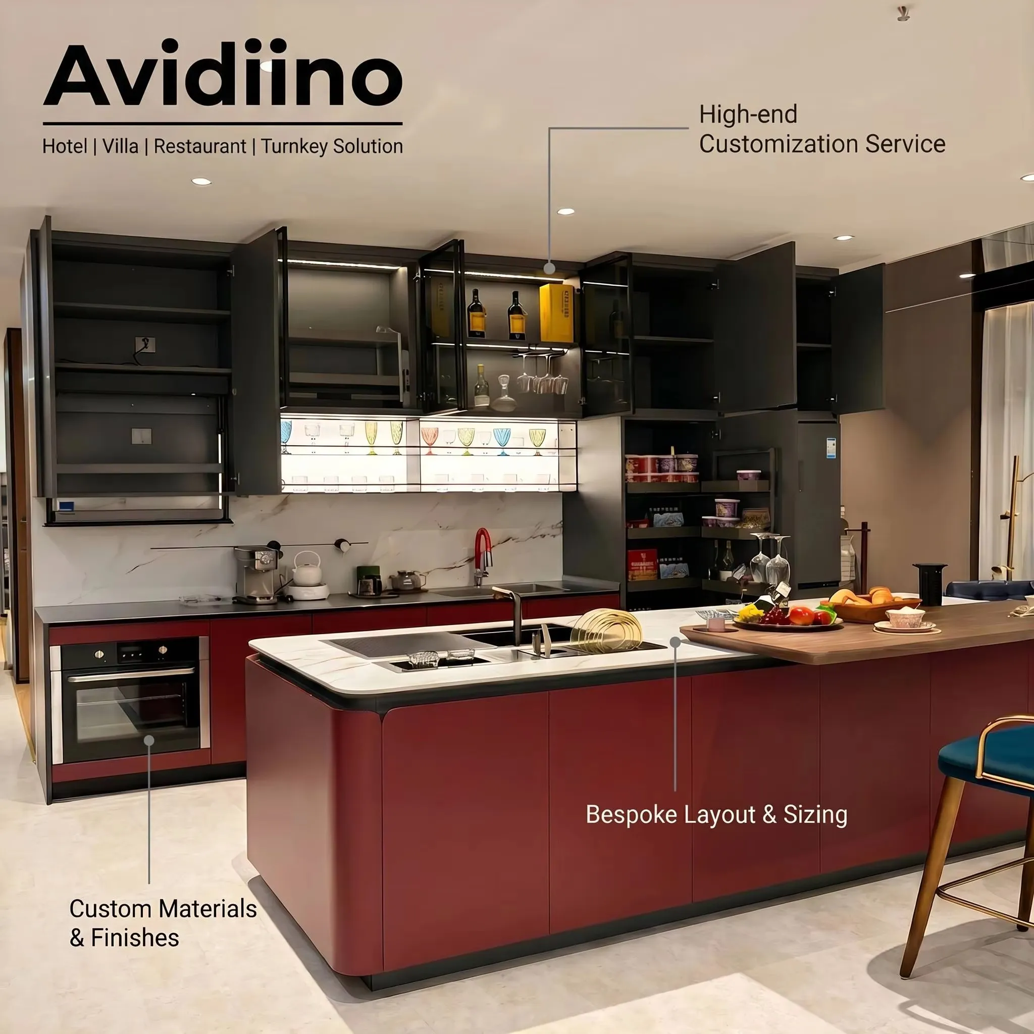 Factory Customized Design Modern Kitchen Cabinets Cuisine and Other Kitchen Furniture With Kitchen Islands