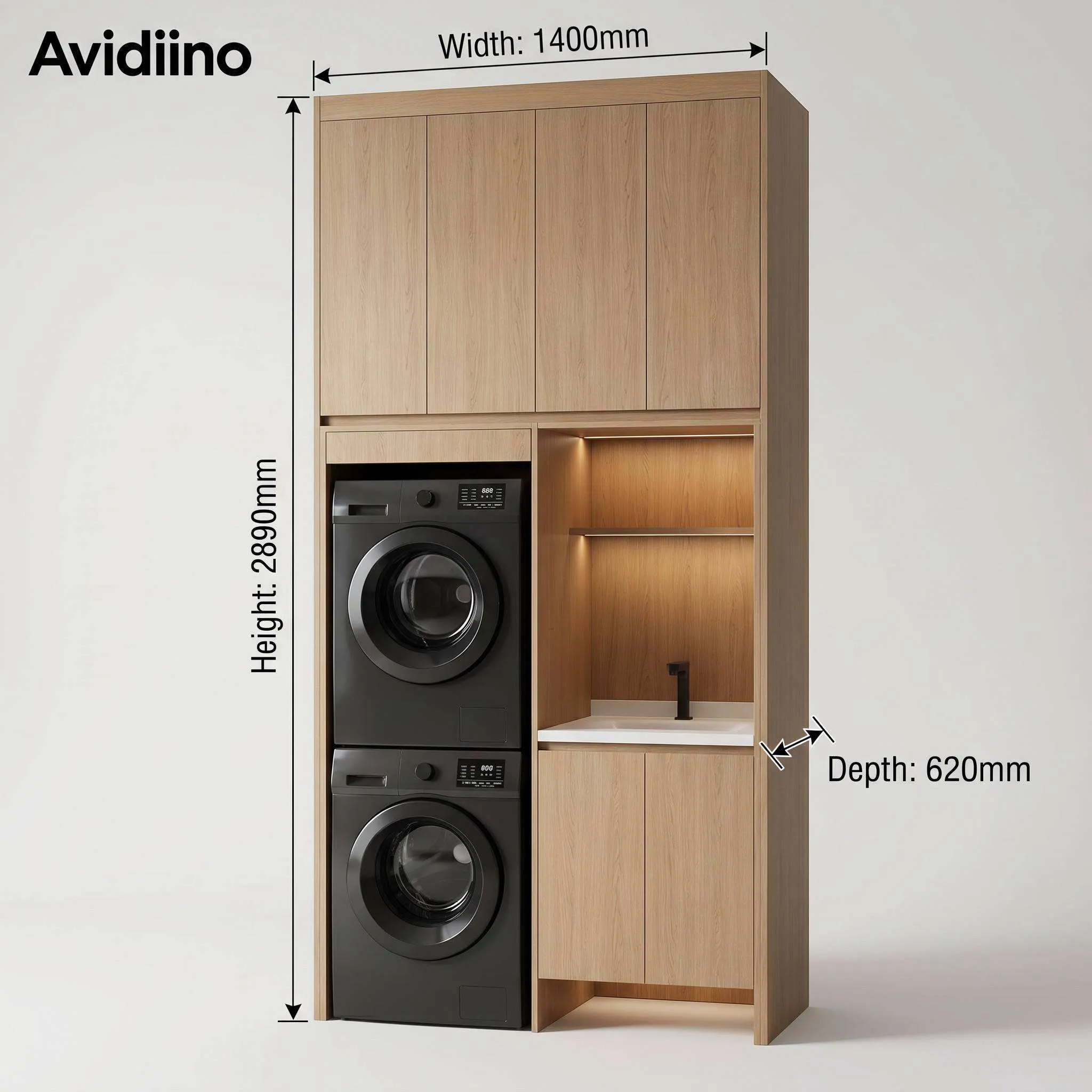 Custom Whole Laundry Cabinet for Balcony Washing Machine Storage | Made-to-Order Utility Unit with Sink Combo