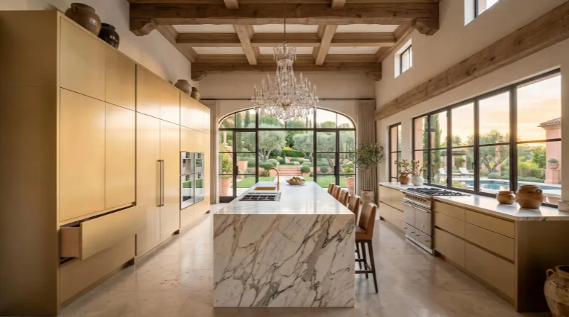 Luxury Villa Custom Kitchen Cabinets with Premium Materials