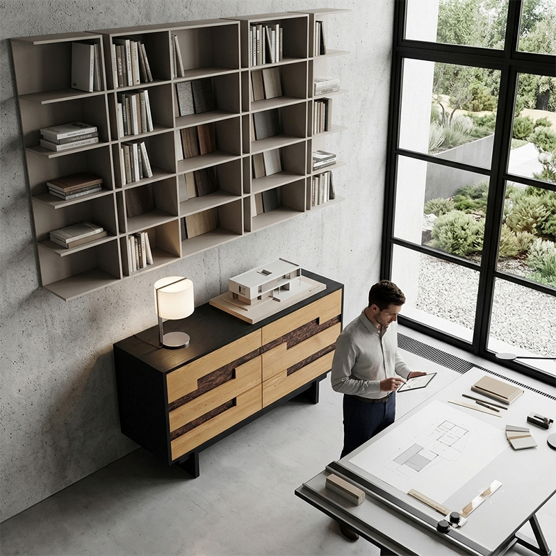Multi-layer solid wood sideboard