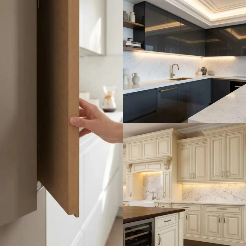 Smooth MDF panels for lacquer kitchen cabinets