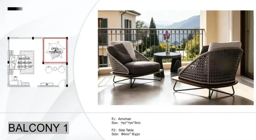 Balcony seating layout