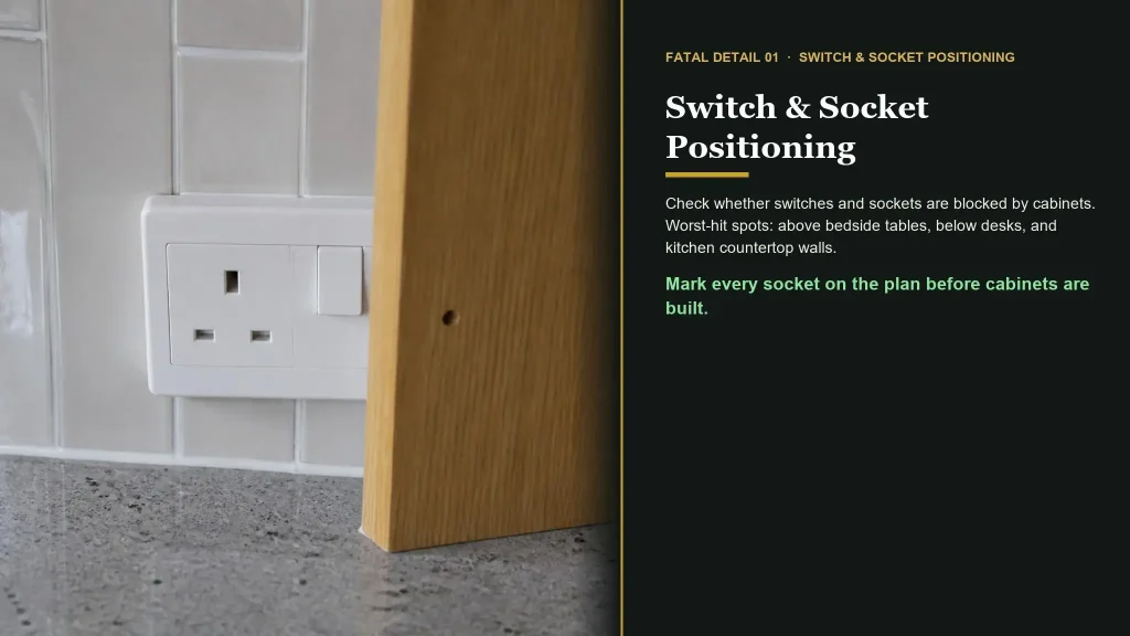 Custom kitchen cabinet socket layout check