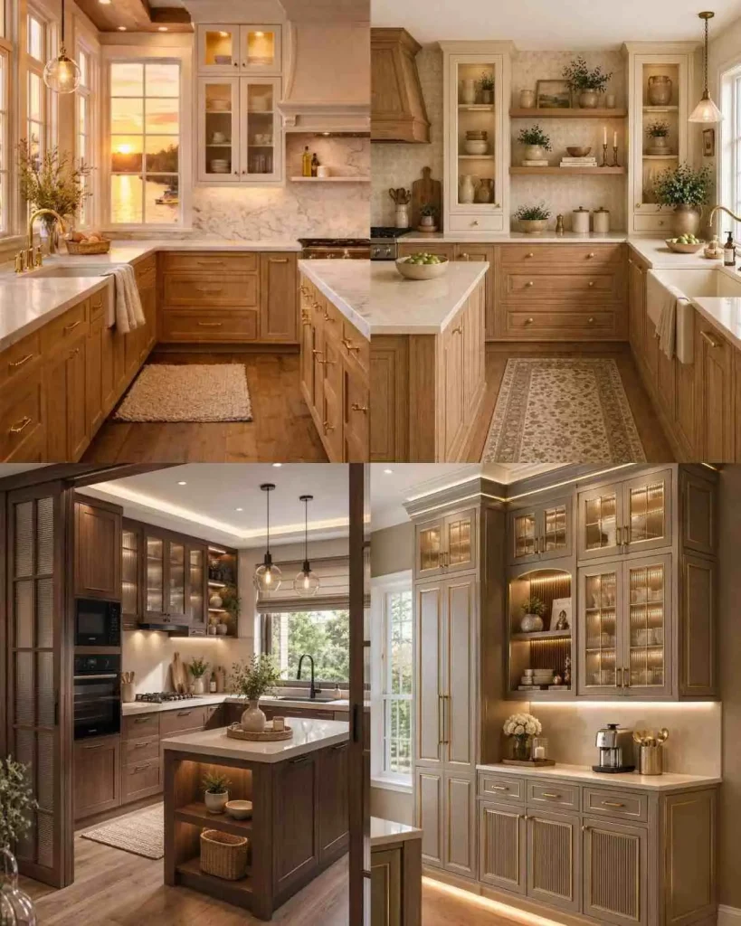 american style custom kitchen cabinets with brass handles