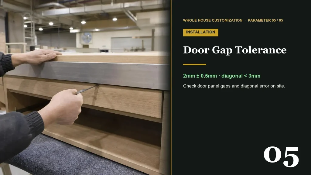 Cabinet door gap tolerance standards in furniture quality control