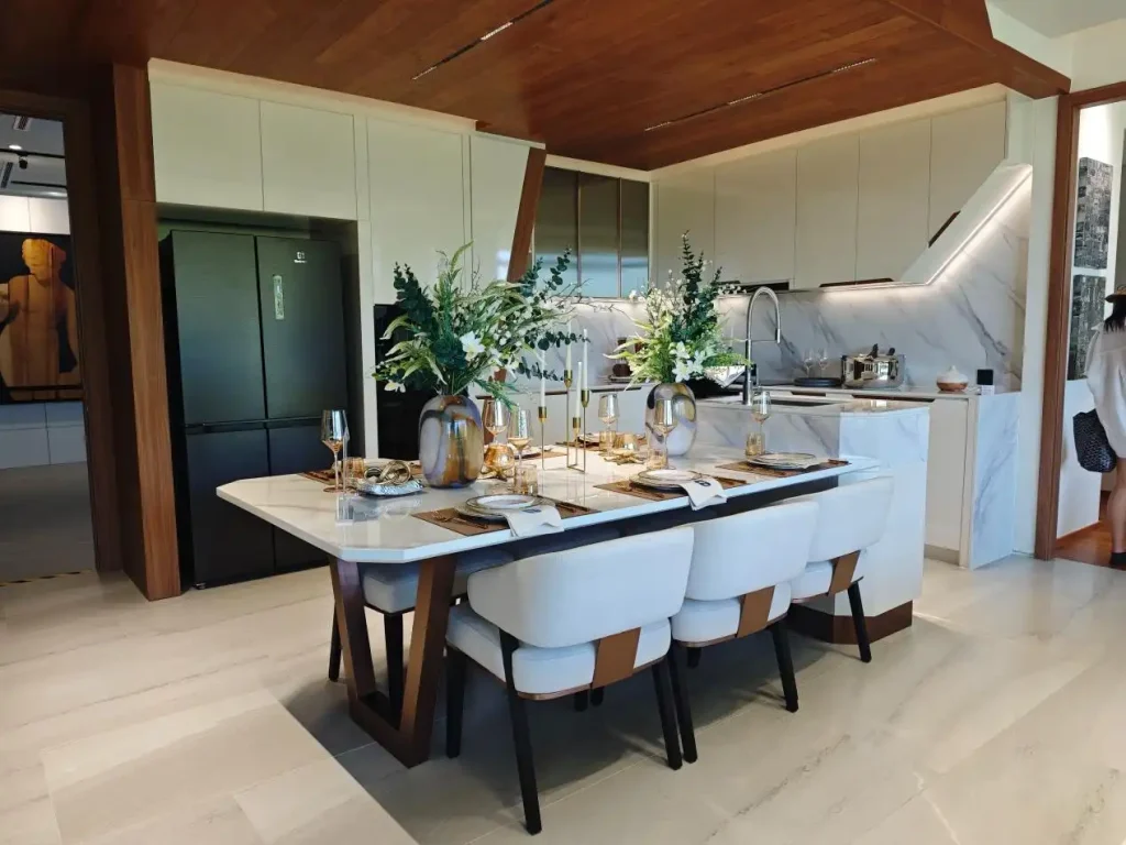 contemporary kitchen dining marble table