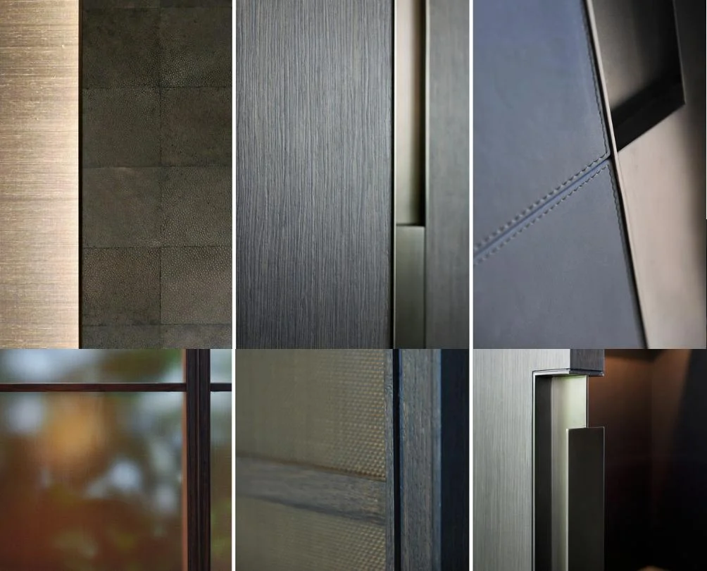 custom furniture craft details brushed metal leather and wood textures
