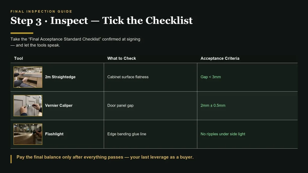 Custom furniture inspection checklist for overseas buyers