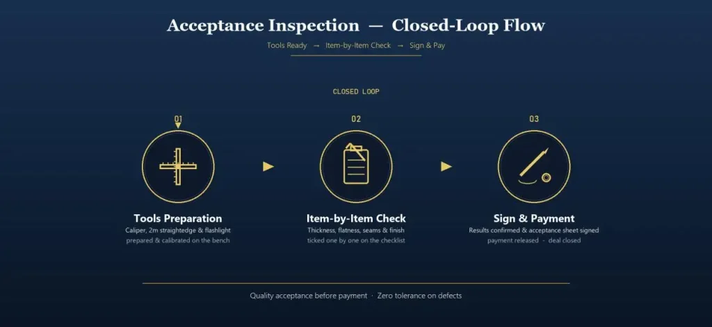 custom furniture inspection workflow from tool preparation to final sign off