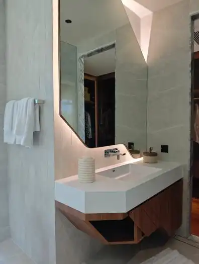 floating bathroom vanity walnut cabinet
