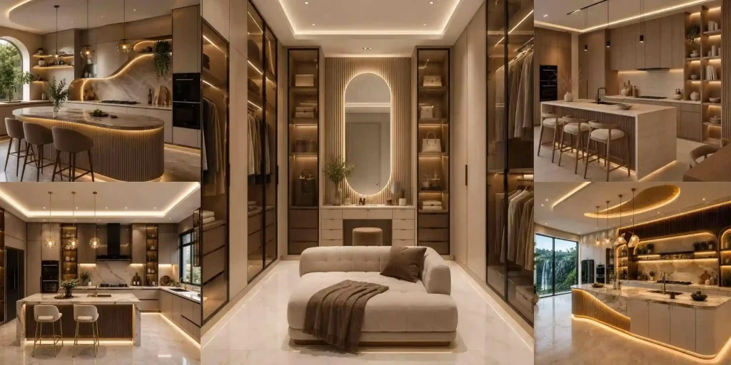 italian light luxury custom kitchen and walk in closet