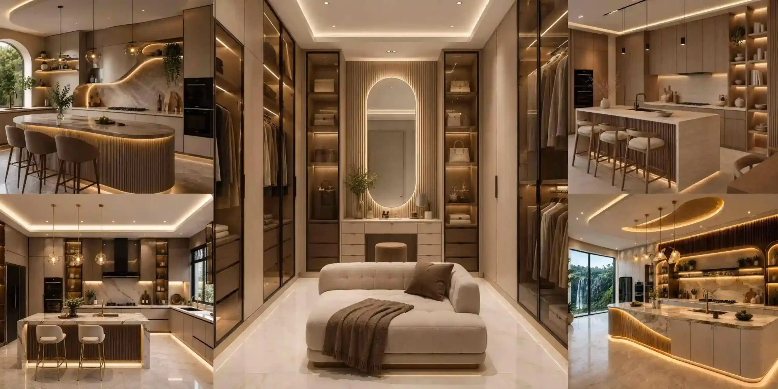 italian light luxury custom kitchen and walk in closet