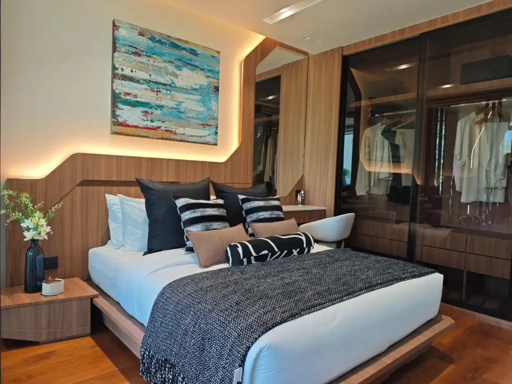 master bedroom walk in closet walnut