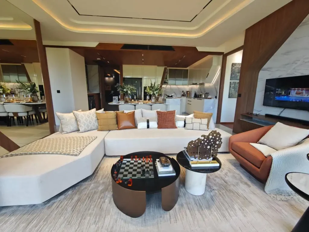 spacious living room sectional sofa coffee tables