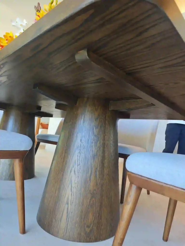 `Custom dining set in Phuket villa furniture project walnut veneer`