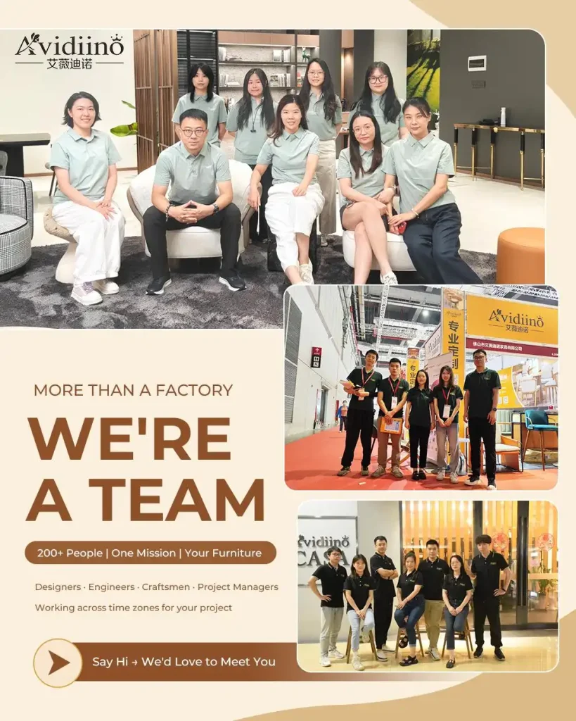 AVIDIINO furniture team in Foshan factory