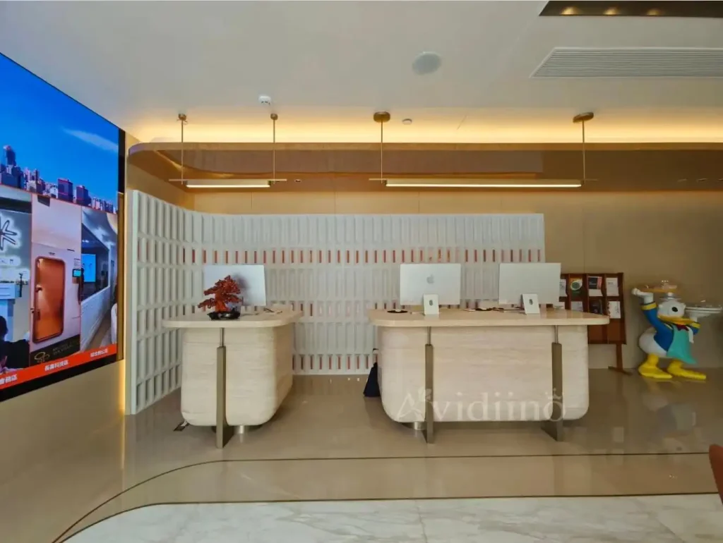 Custom check-in desk in aesthetics clinic reception