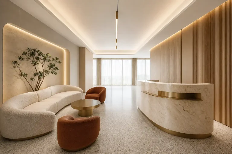 Med spa furniture reception hall in a Shenzhen clinic
