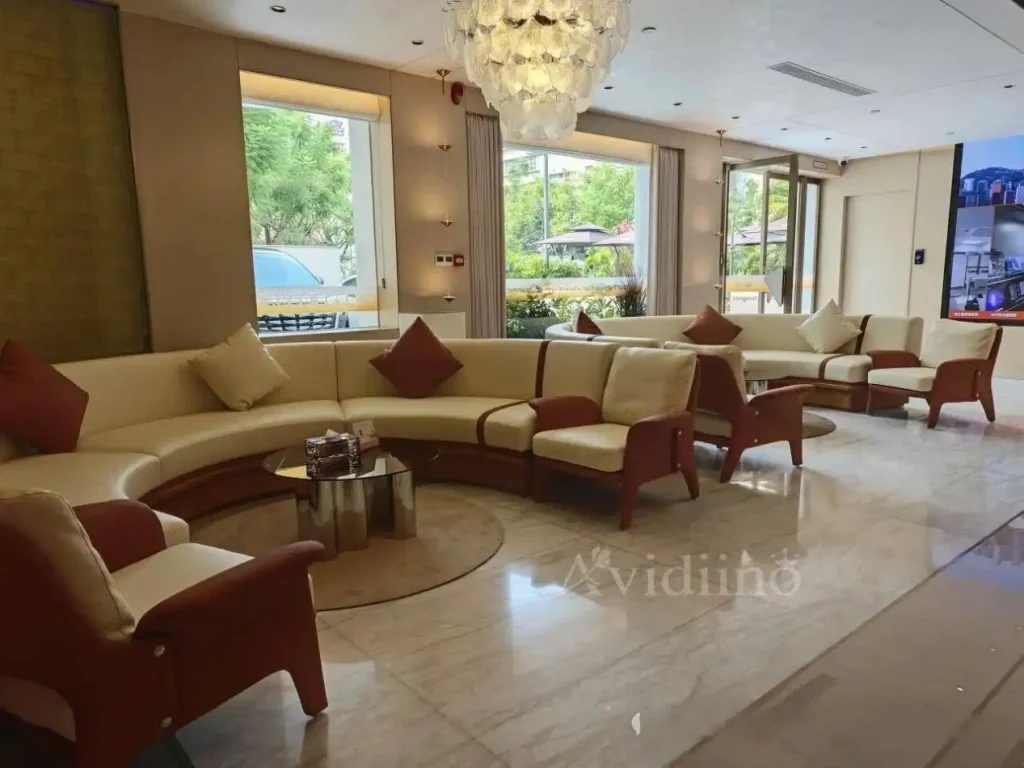 Modular sofas in clinic reception waiting area