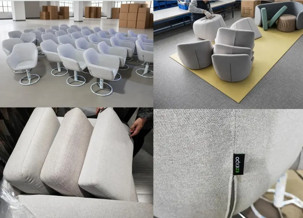 Reinforced sofa frame and heavy-duty upholstery in Avidiino workshop