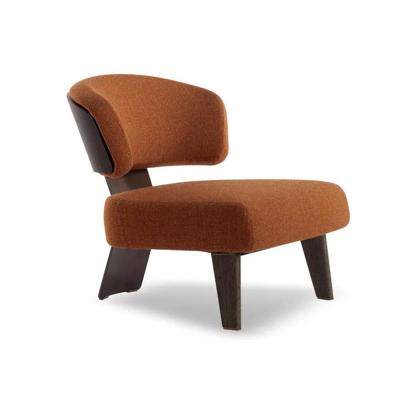 CS136 Wood-Back Lounge Chair with Stainless Steel Support — Armless ...