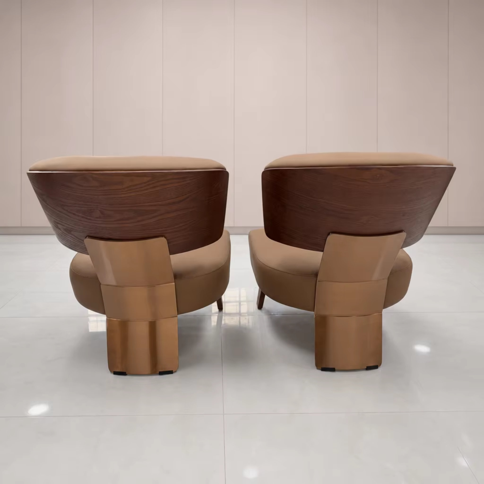 CS136 Wood-Back Lounge Chair with Stainless Steel Support — Armless ...